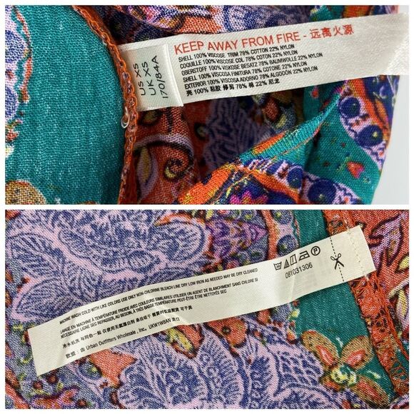 Free People Count Me In Trapeze Boho Tunic Tank Red Hot Combo Paisley XS - Picture 11 of 13